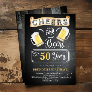 Cheers and Beers to 50 Years Birthday Party Invitation