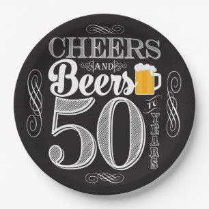 Cheers and Beers to 50 Years Paper Plates 9"