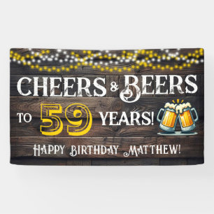 Cheers and Beers to 59 Years Birthday Party Banner