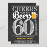 Cheers and Beers to 60 Years Birthday Invitation<br><div class="desc">Cheers and Beers Birthday Party Theme

● Clipart by www.FreePik.com
● © Puggy Prints. All rights reserved.</div>