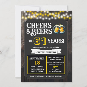 Cheers and Beers to 61 Years Brewery Birthday Invitation