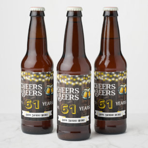 Cheers and Beers to 61 Years Rustic Birthday Beer Bottle Label