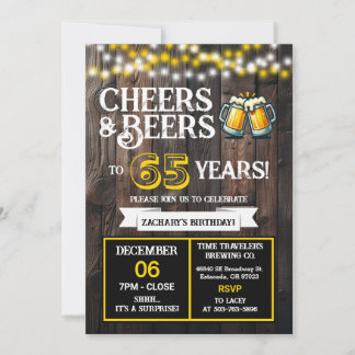 Cheers and Beers to 65 Years Surprise Brewery Invitation