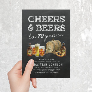 Cheers and Beers to 70 Years Birthday Invitation