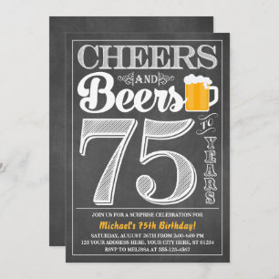 Cheers and Beers to 75 Years Birthday Invitation