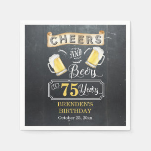 Cheers and Beers to 75 Years Birthday Party Napkin