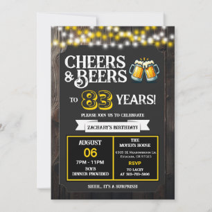 Cheers and Beers to 83 Years Surprise Backyard Invitation