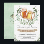 Cheers and Beers to 90 Years Adult Men Birthday Invitation<br><div class="desc">Cheers and Beers to 90 Years!  Personalize this fun beer-themed birthday invitation with your details. Use the design tools to edit the text,  change font colour and style to create a unique one of a kind invitation design.</div>