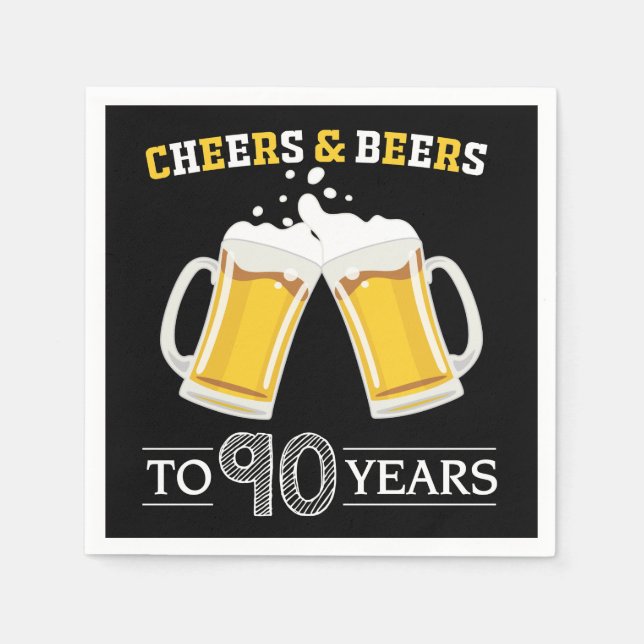 Cheers and Beers to 90 Years Napkins (Front)