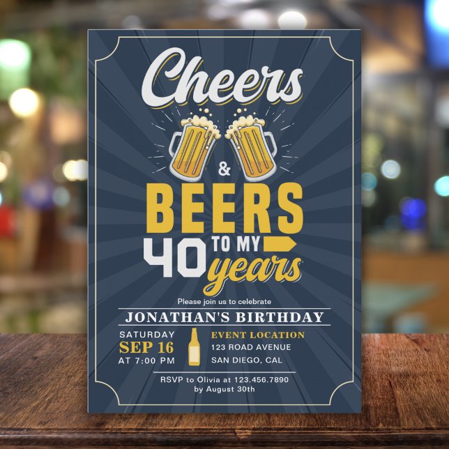 Cheers and Beers to my 40 Years Fun Birthday Invitation (Creator Uploaded)