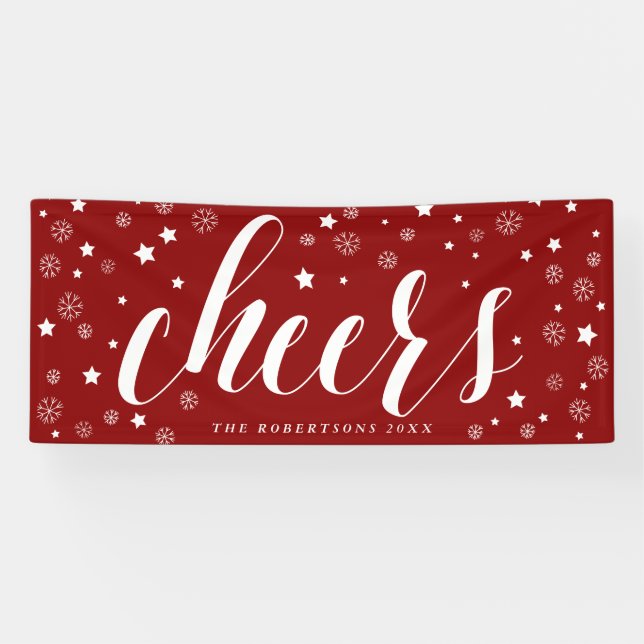 Cheers and Snowflakes | Red Holiday Banner (Horizontal)