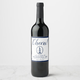Cheers! Beach Lighthouse   Wedding Theme Wine Label