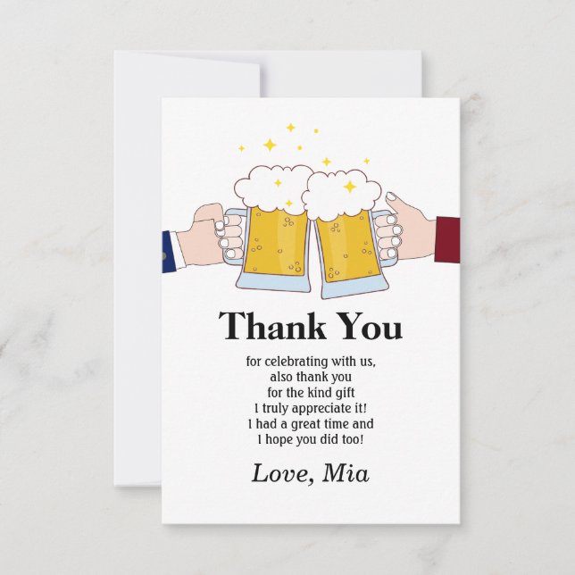 cheers, beer, beers  thank you card (Front)