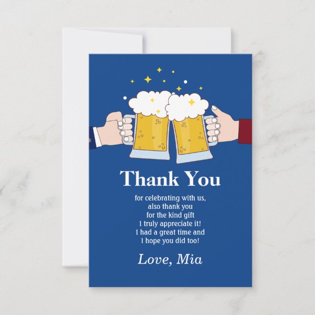 cheers, beer, beers  thank you card (Front)