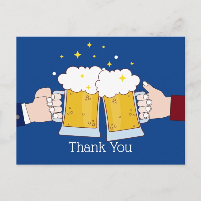 cheers, beer, beers  thank you card (Front)