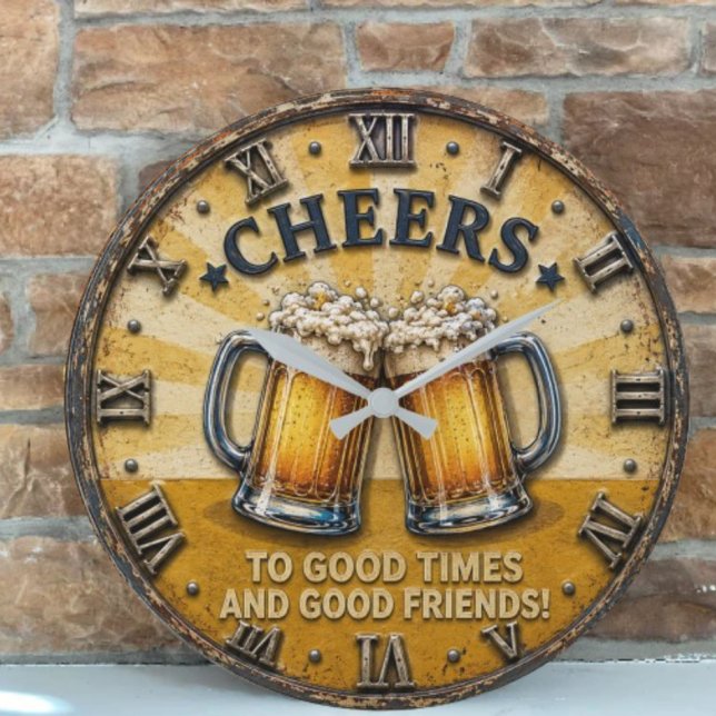 Cheers Beer Man Cave Bar Gift Large Clock (Creator Uploaded)