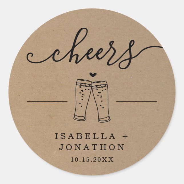 Cheers Beer Wedding Sticker (Front)
