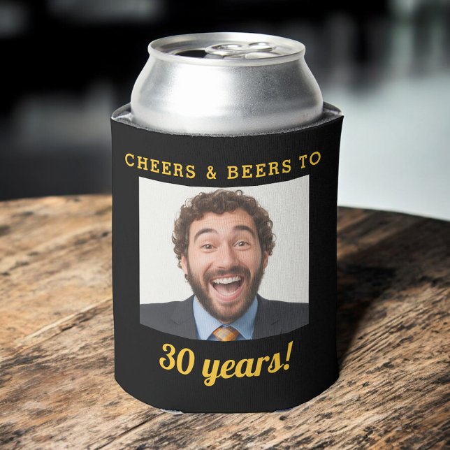 Cheers & Beers 30 Years Birthday Photo Keepsake Can Cooler (Creator Uploaded)
