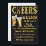 Cheers & Beers 30th Birthday Party Invitation<br><div class="desc">Beer Themed Celebration,  Raise a glass and celebrate turning 30 in style! This bold Cheers and Beers birthday invitation is perfect for bar parties or pub gatherings. Fully customizable with your party details.</div>