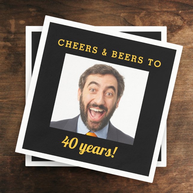 Cheers & Beers 40 Years Old Birthday Photo Napkin (Creator Uploaded)