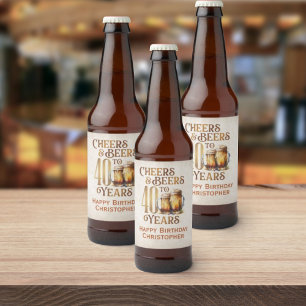 Cheers & Beers 40th Birthday Beer Bottle Label