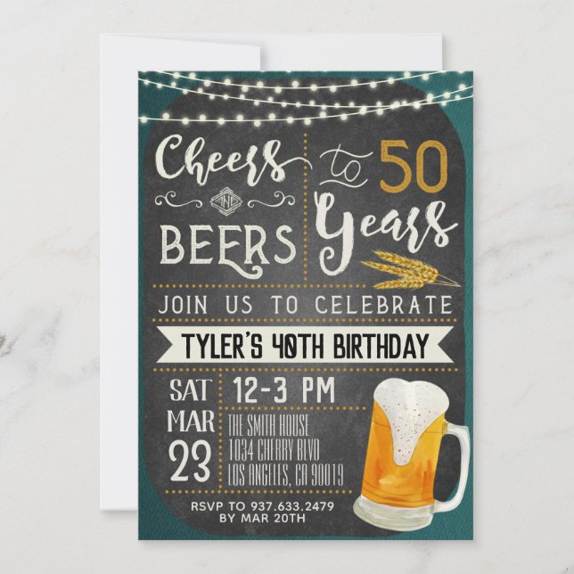 Cheers & Beers 50th Birthday Invitation (Front)