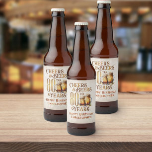Cheers & Beers 80th Birthday Beer Bottle Label