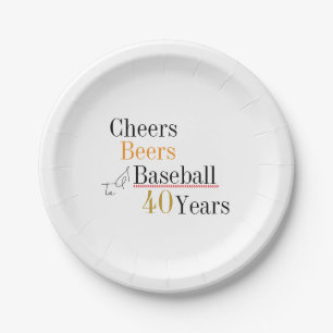 Cheers Beers and Baseball 40th Birthday Party Paper Plate