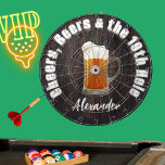 Cheers Beers and the 19th Hole Golf Balls Wood Dartboard<br><div class="desc">Dart Board:Golf Balls Cheers Beers and the 19th Hole Beer Drinking design, with a beer stein mug. This Golfing Beer Drinking-themed design is just right for your occasion and makes the perfect personalized Gift, it's great for graduation weddings, parties, family reunions, and just everyday fun. Our easy-to-use template makes personalizing...</div>