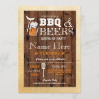 Cheers & Beers BBQ Birthday Party ANY AGE Invite