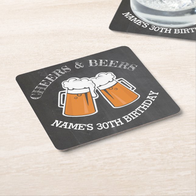 Cheers Beers Birthday Coaster Mats Chalk Beer (Angled)