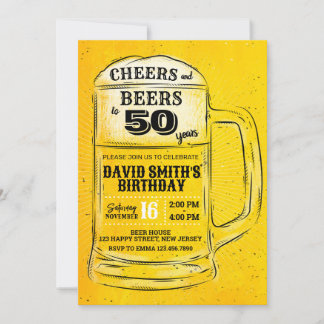 Cheers & Beers Birthday Invitation. Any Age Invitation