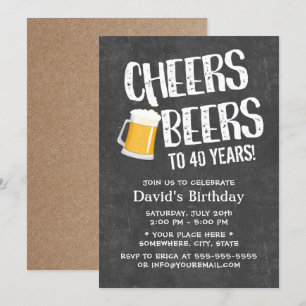 Cheers & Beers Birthday Party Chalkboard Invitation