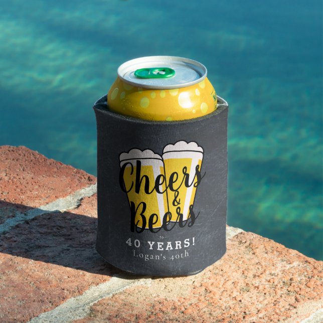 Cheers & Beers Chalkboard Adult Birthday Can Cooler (In Situ Pool)