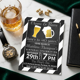 Cheers & Beers Chalkboard Birthday Party Invitation