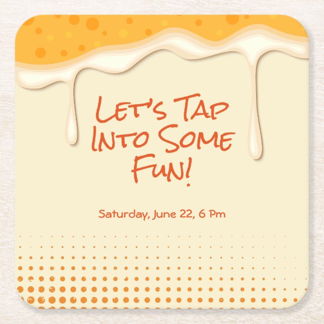 Cheers & Beers – Festive Invitations for Beer Love Square Paper Coaster (Front)