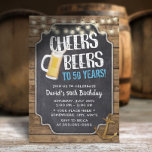 Cheers & Beers Gold Anchor Rustic 50th Birthday Invitation<br><div class="desc">Cheers & Beers Gold Anchor Rustic 50th Birthday Invitations.</div>