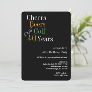 Cheers Beers Golf 40th Birthday Party Invitation