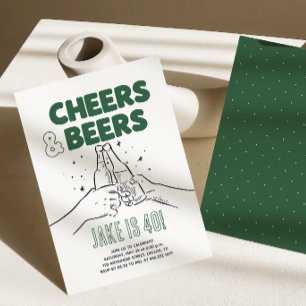 Cheers & Beers Mens 30, 40, 50, 60 Birthday Invitation