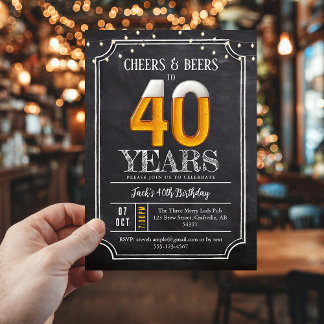 Cheers & Beers Men's 40th Birthday Invitation
