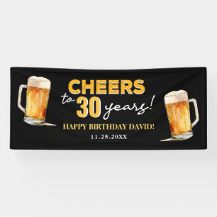 Cheers & Beers Mens Funny 30th Birthday Banner