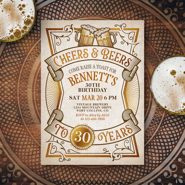 Cheers Beers Mens Funny Birthday Invitation (Creator Uploaded)