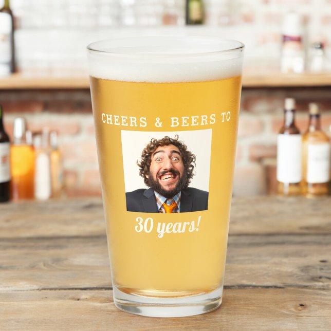 Cheers & Beers Milestone Birthday Photo Keepsake Glass (Creator Uploaded)