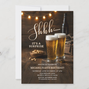 Cheers & Beers Surprise Adult 40th Birthday Party Invitation