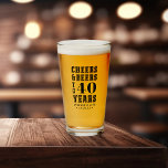 Cheers & Beers to 40 Years Any Milestone Birthday Glass<br><div class="desc">Commemorate a special birthday with these awesome personalized party favour glasses. Design features "cheers and beers to XX years" in black lettering. Add the occasion and date beneath for a unique birthday party keepsake.</div>