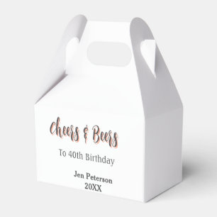 Cheers & beers to 40th birthday gray name year sin favor box
