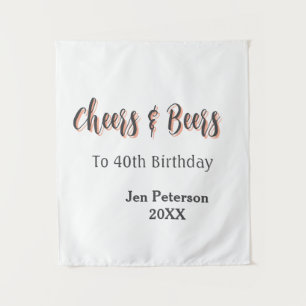 Cheers & beers to 40th birthday gray name year sin tapestry