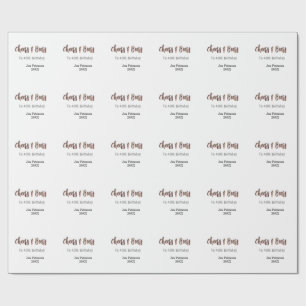 Cheers & beers to 40th birthday gray name year sin wrapping paper