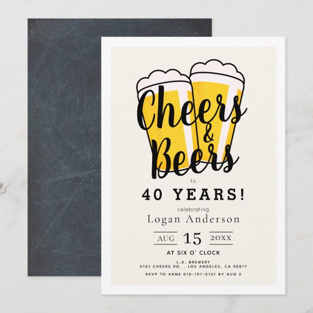 Cheers & Bières Adulte Anniversaire Invitation (Devant / Derrière)