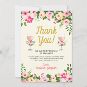 Cheers Birthday Thank You Card -  Floral